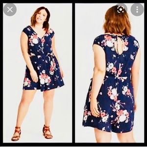 Floral Print Challis Button Front Romper TORRID size 2